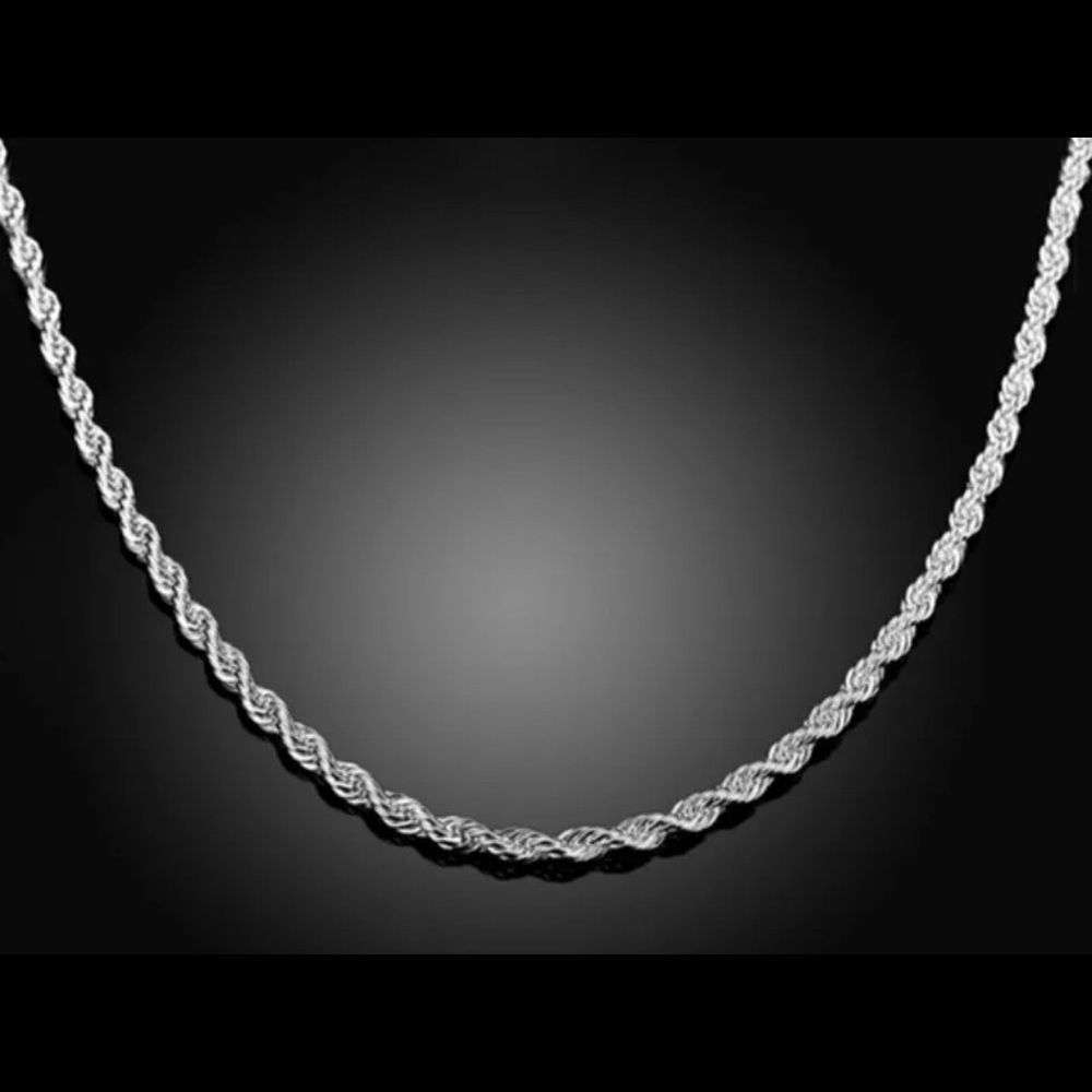 Brand New Real 4mm Sterling Silver Rope Chain 24”